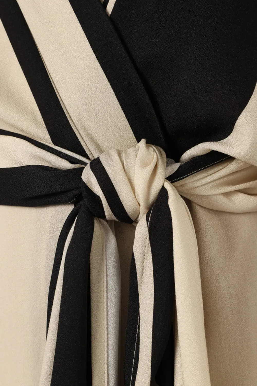 BLACK AND WHITE STRIPES WRAP DRESS