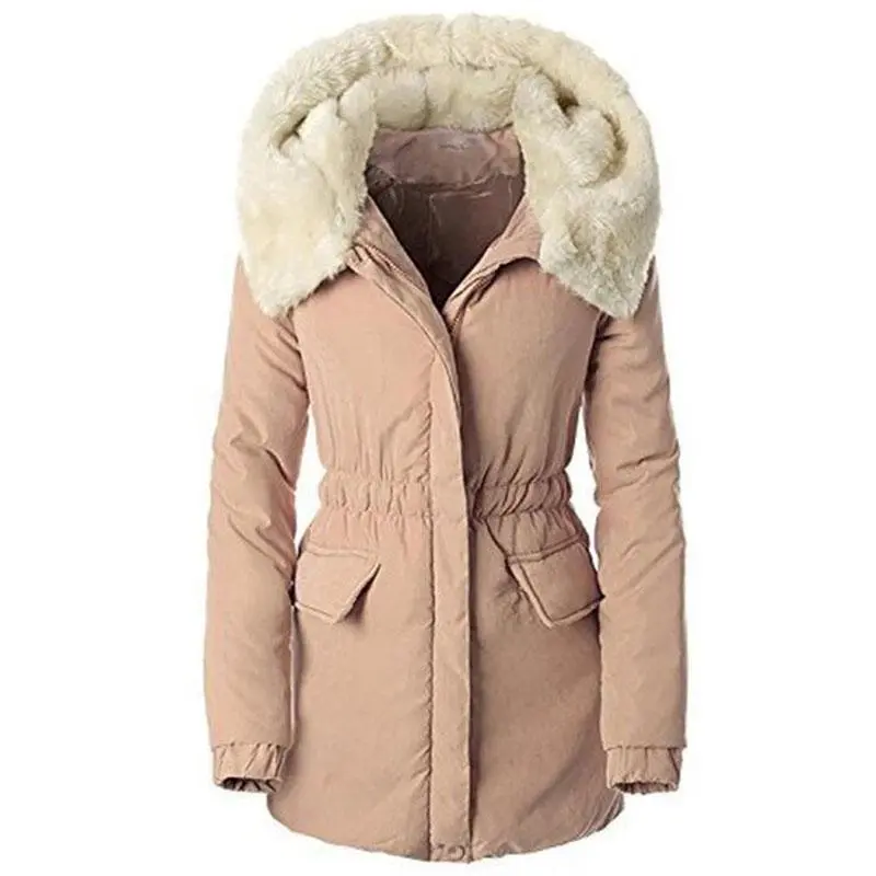 Thick Pink Parka Slim Coat
