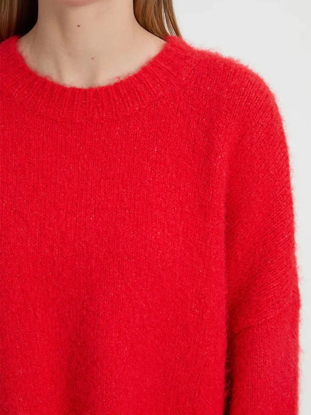 Casual Style Crew Neck Sweater Red