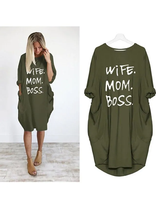 Women's Pajamas Loungewear Nightgown Sleepwear Letter Fashion Simple Basic Home Daily Mother's Day Polyester Pullover Summer Spring claret Orange red