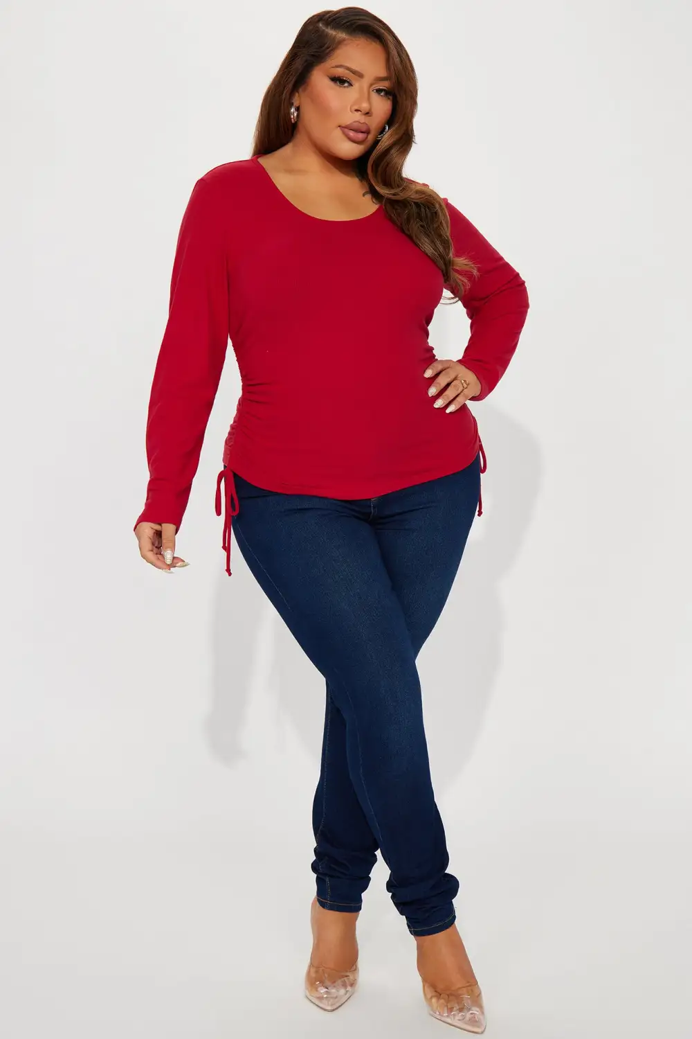 Jamie Ruched Top - DarkRed