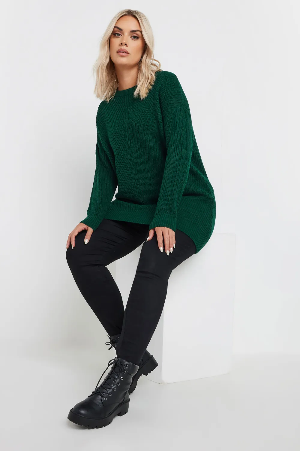 YOURS Curve Black & White Essential Knitted Jumper