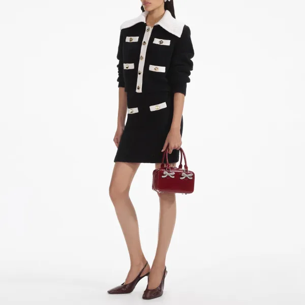 Black Cashmere Blend Knit Skirt