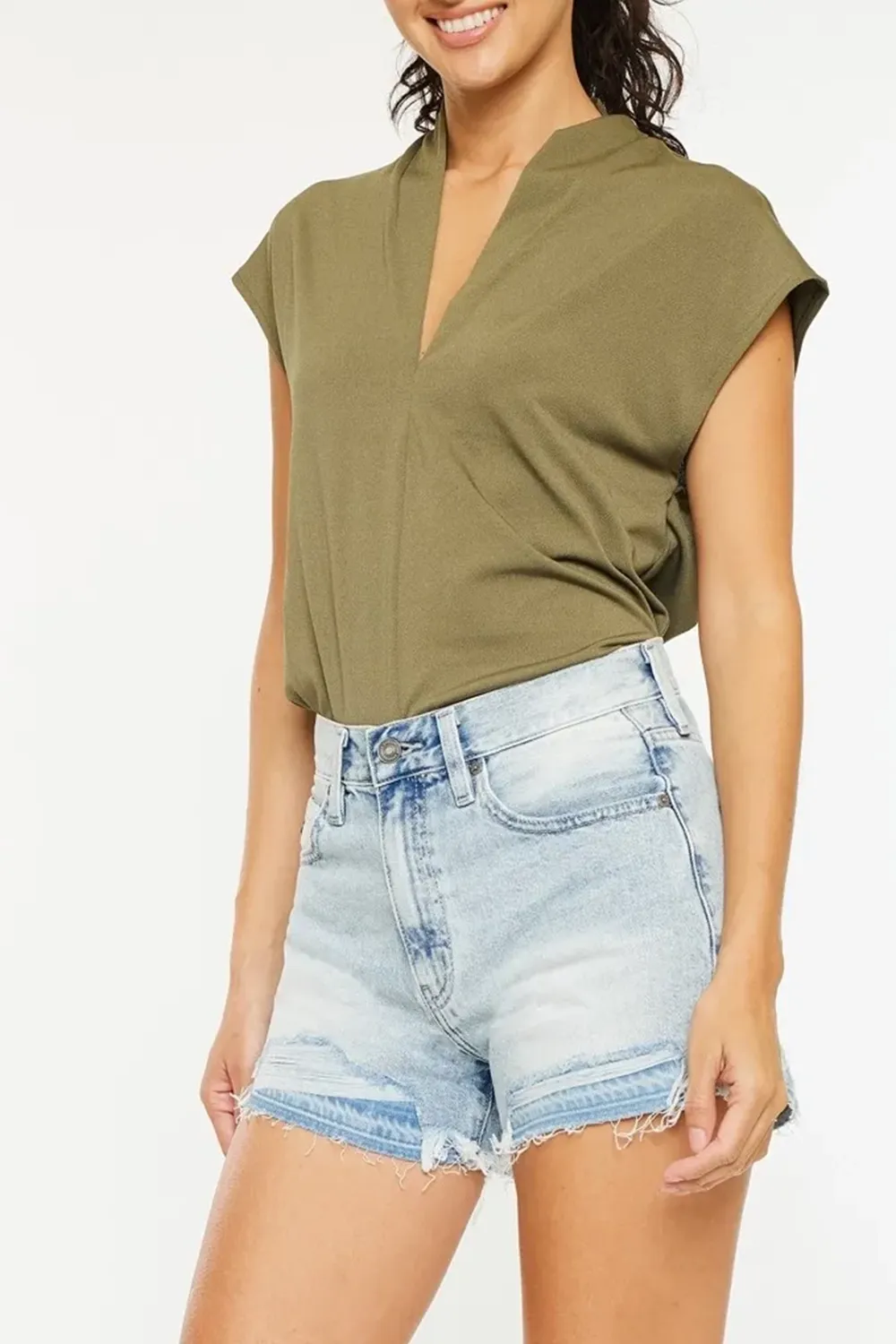 Light Blue Classic Versatile Slim-Fit Shorts