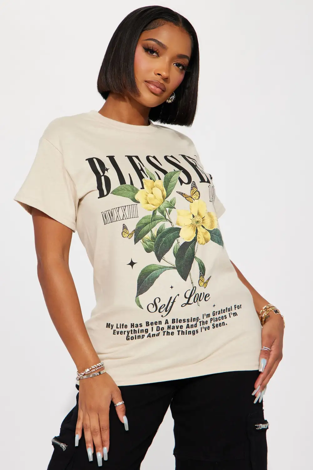 Blooming Blessings Graphic Tee - Taupe