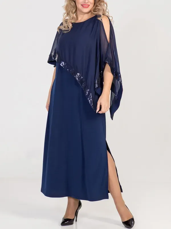 Round neck mesh maxi dress