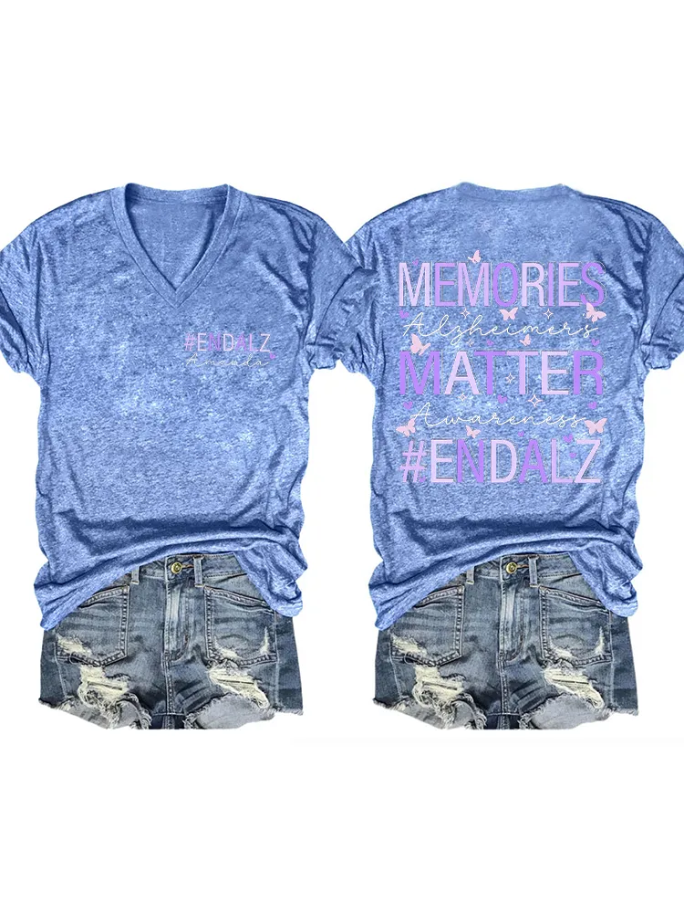 Women'S Memories Matter Endalz V-Neck T-Shirt