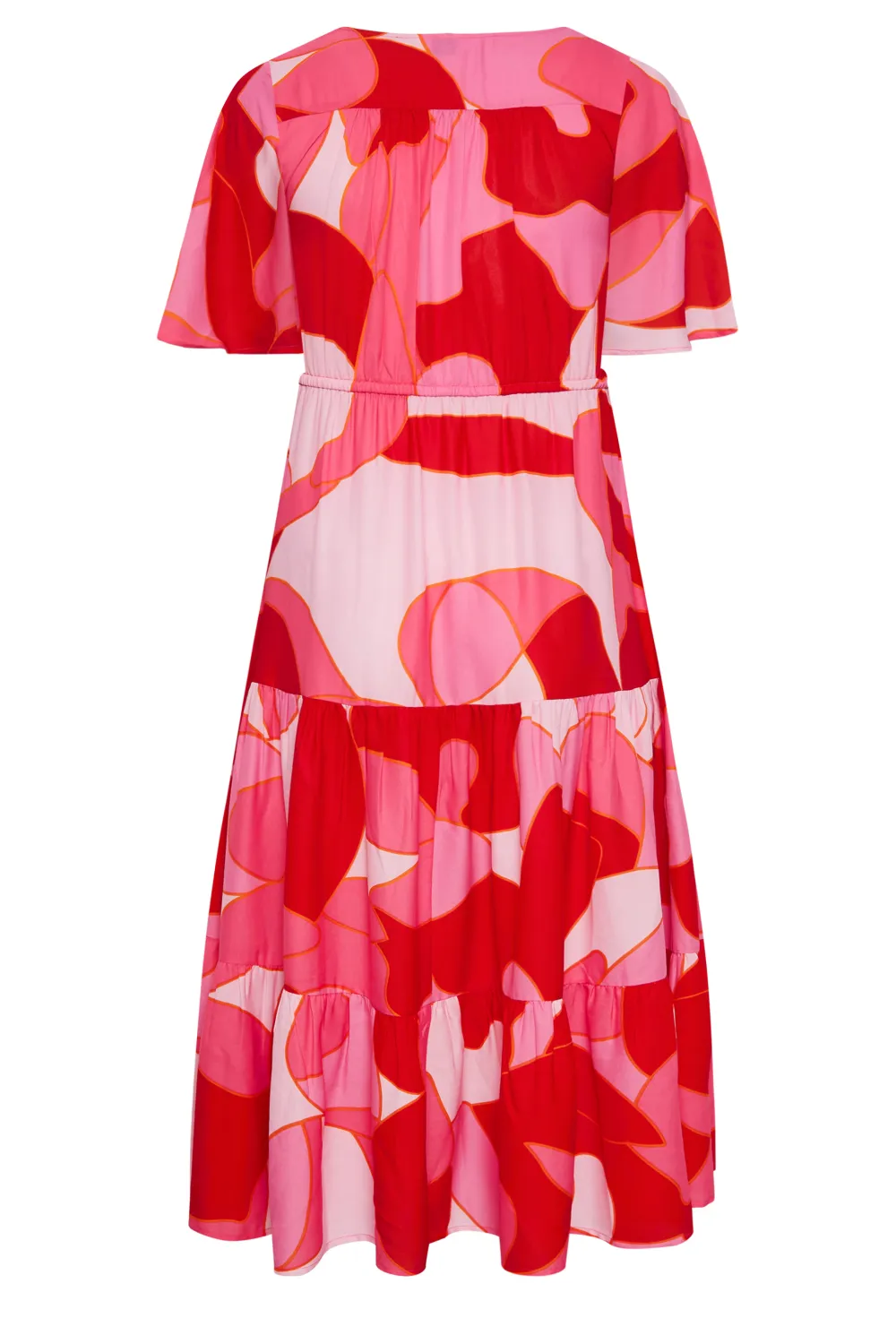 YOURS Curve Pink Abstract Print Tiered Dress