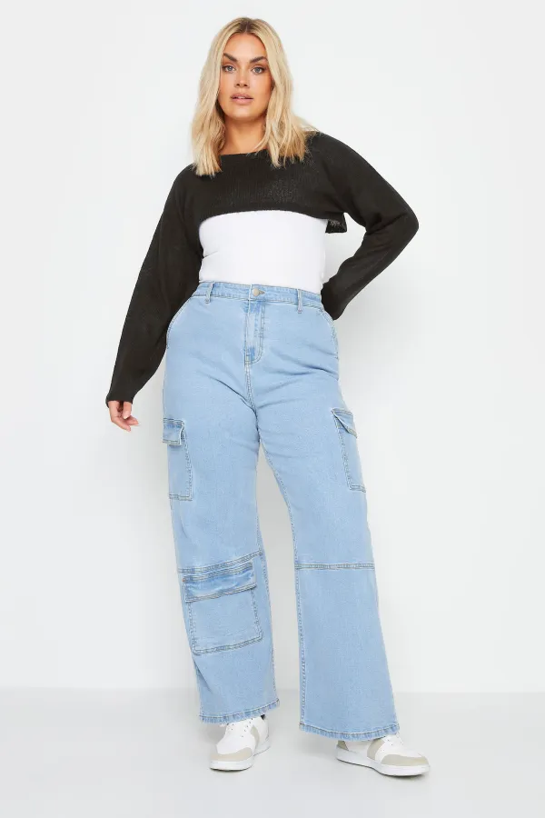 YOURS Curve Blue Knitted Arm Warmer