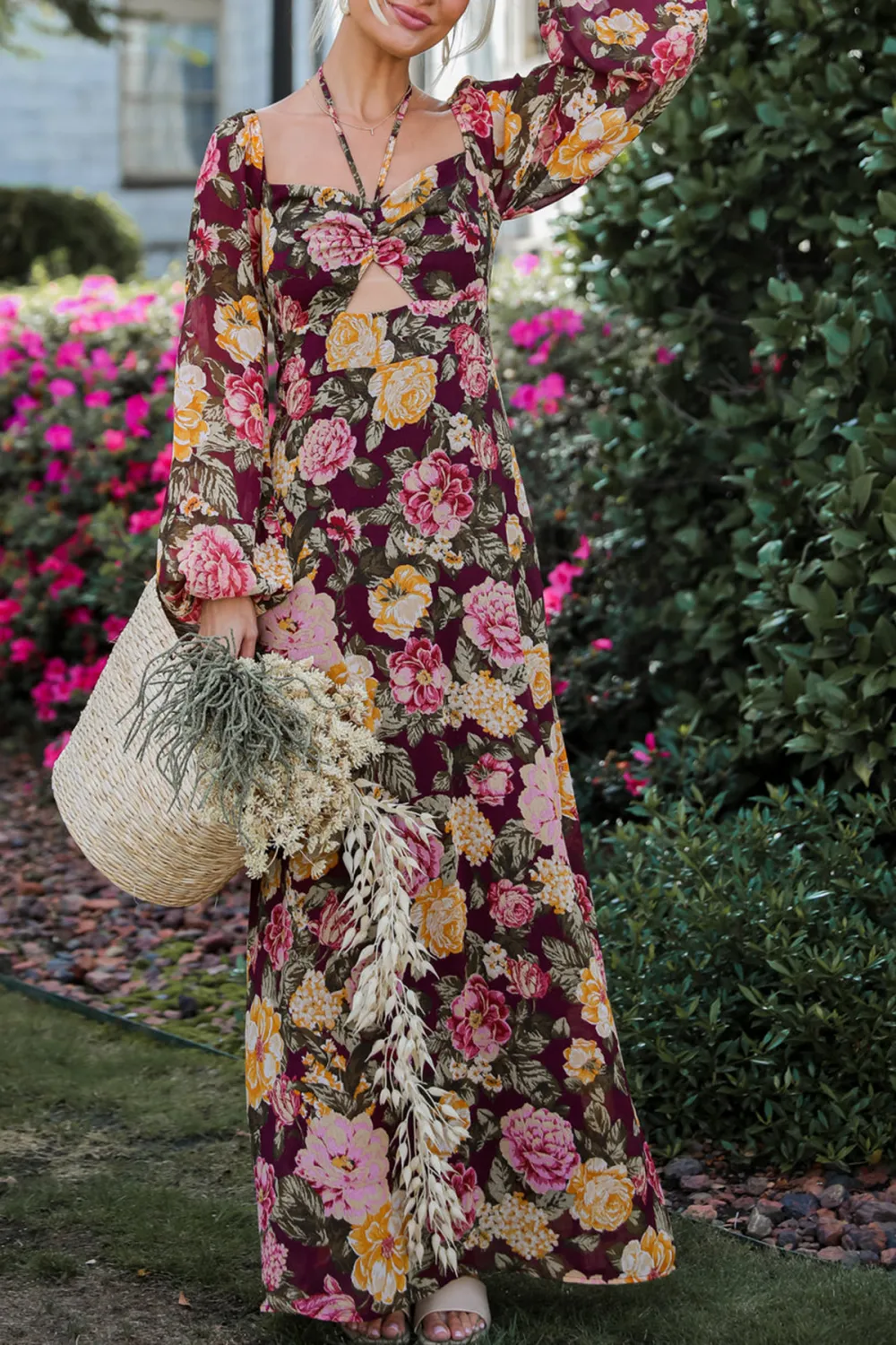 Breathtaking View Plum Floral Maxi Dress