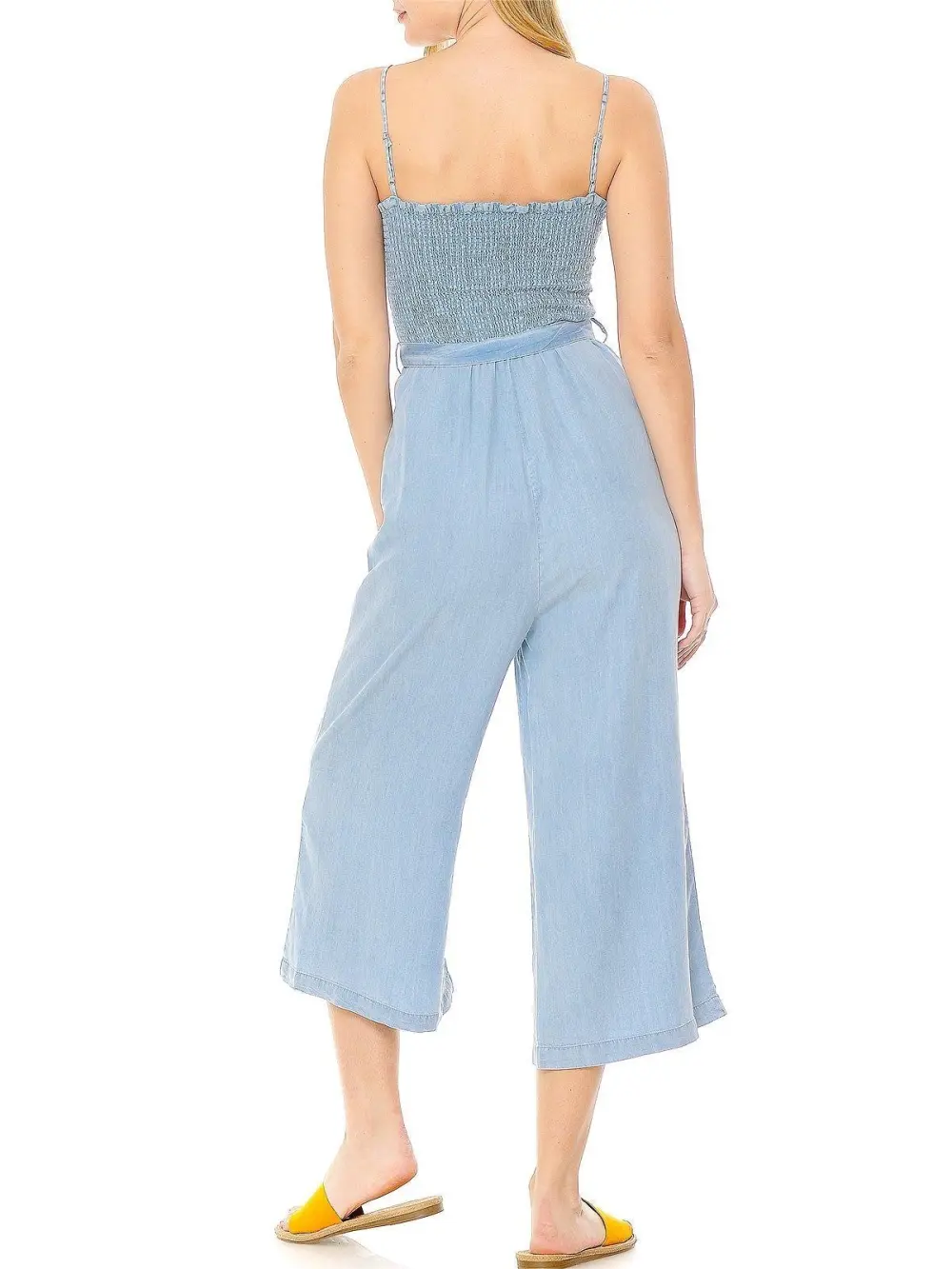 Chambray Strapless Culotte Jumpsuit