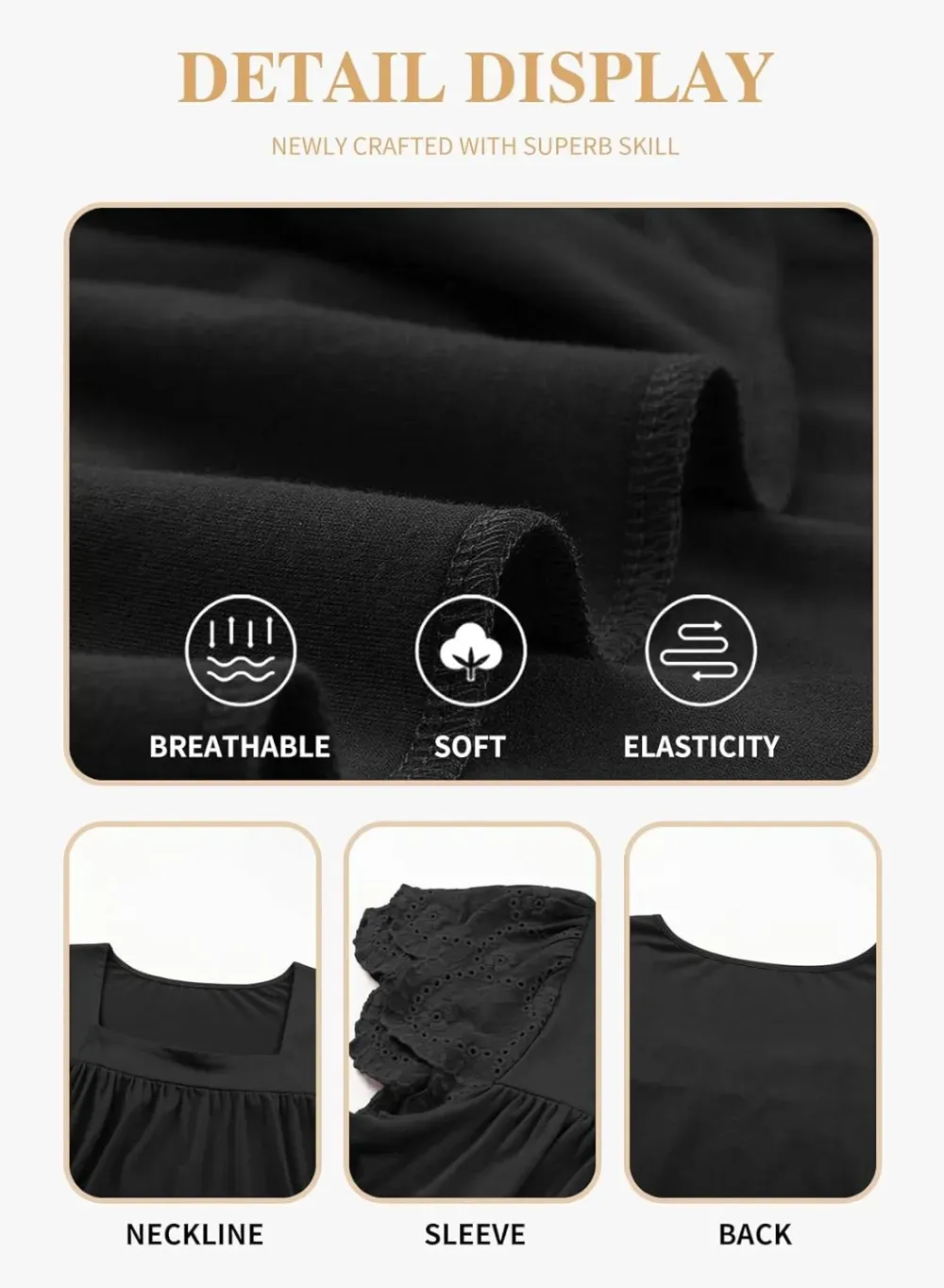 Eytino Womens Plus Size Tops Ruffle Short Sleeve Square Neck Summer Loose Casual Tee Shirts(1X-5X)