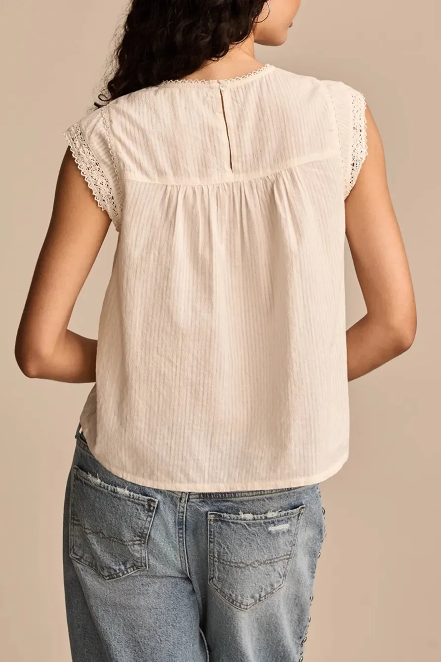 Lace Neck Pintuck Shell Top