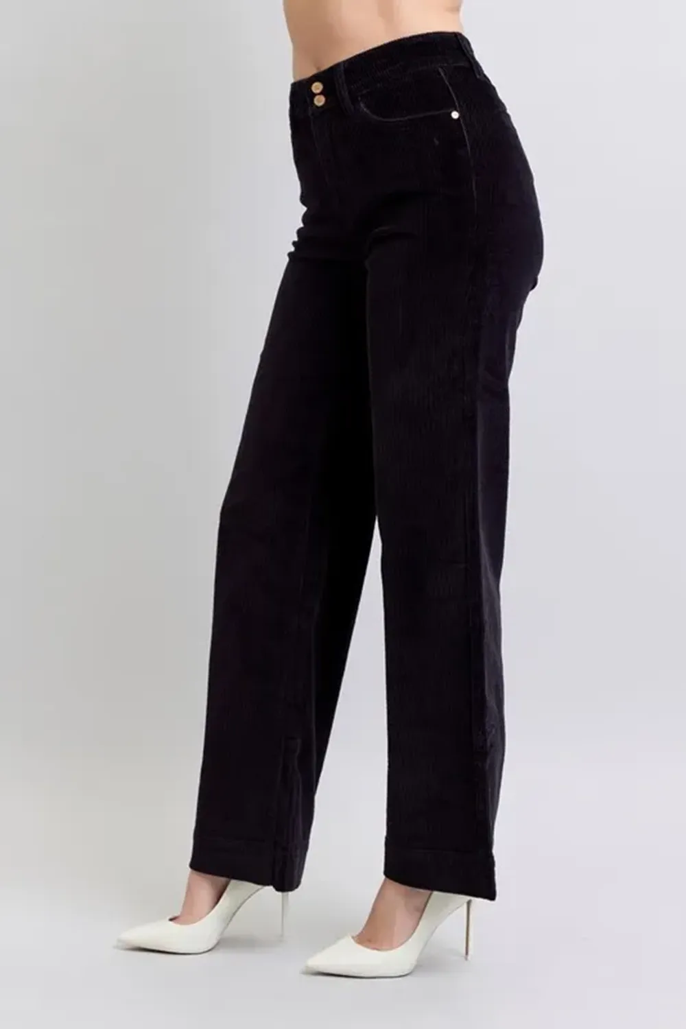 Black Simple Wide-Leg Breathable Trousers
