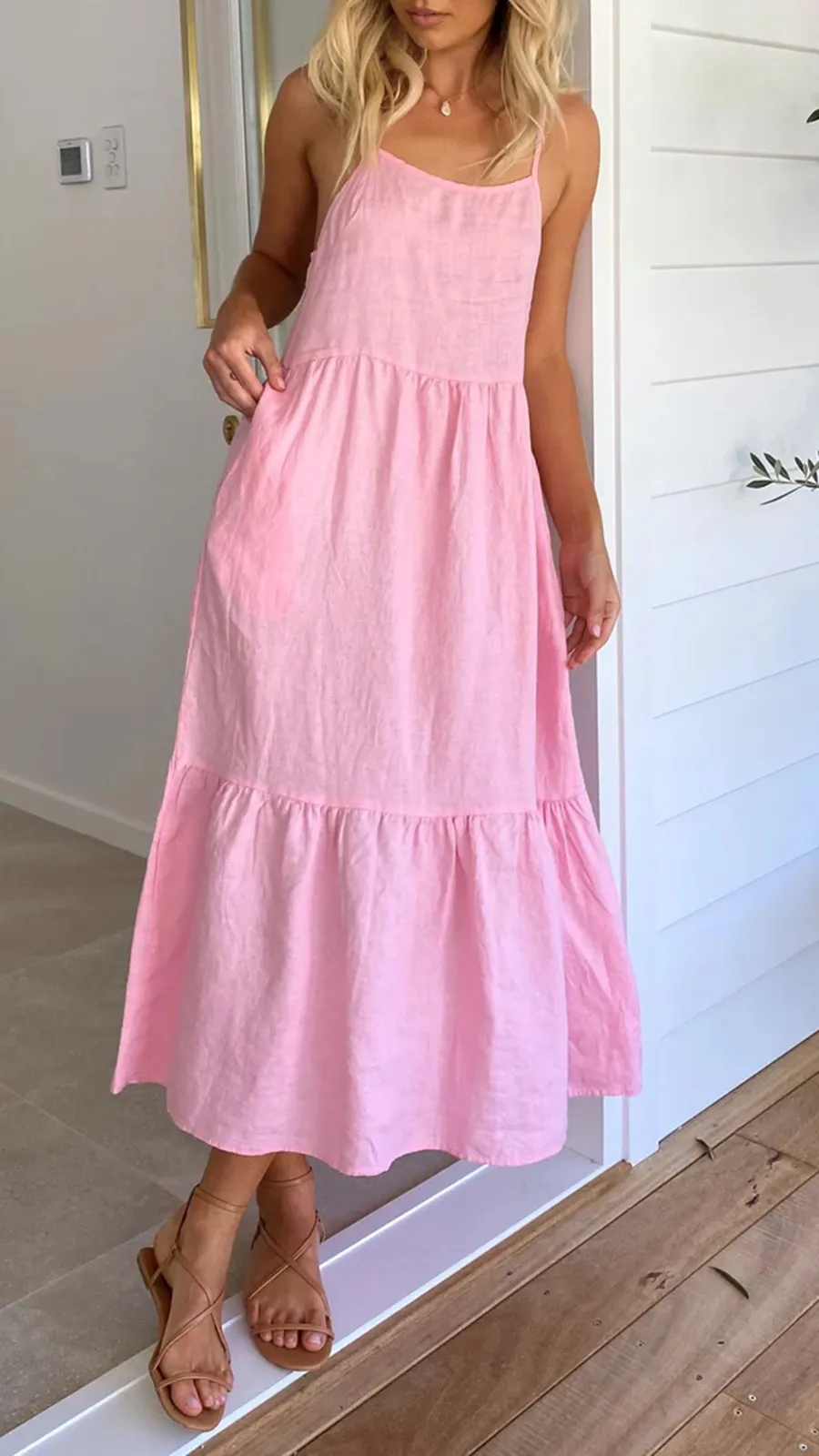 Loose Fluffy Long Suspender Maxi Dress