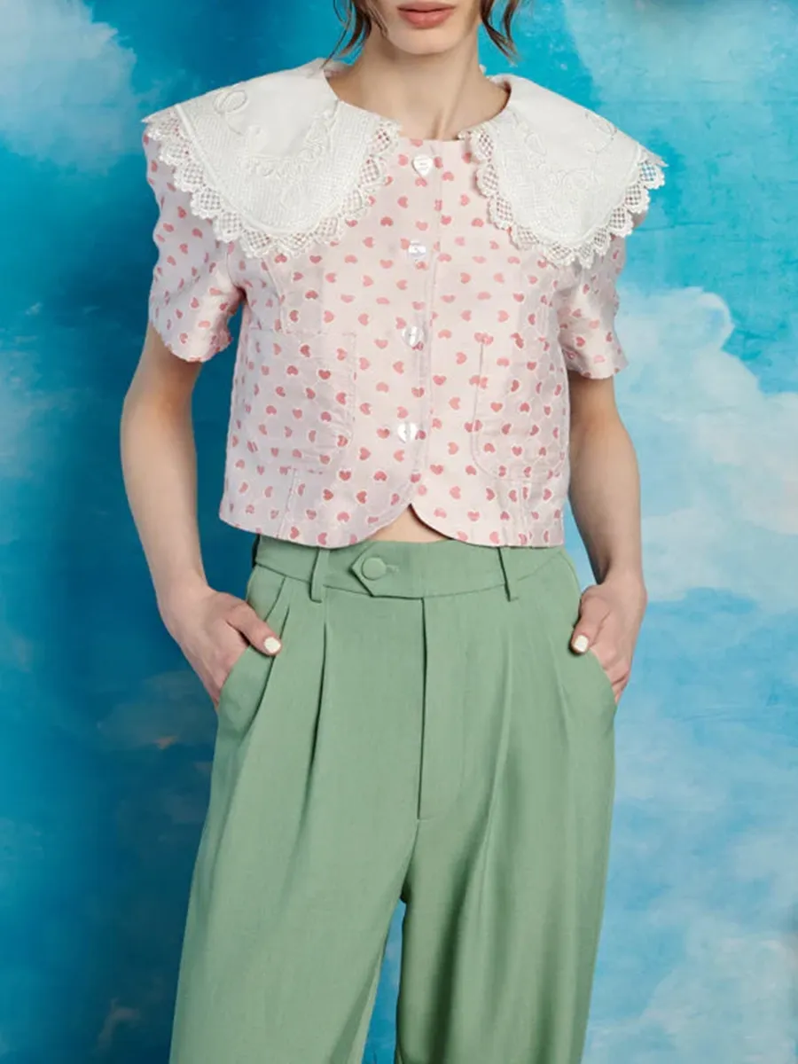 Easy Casual Wear Jacquard Bow Top