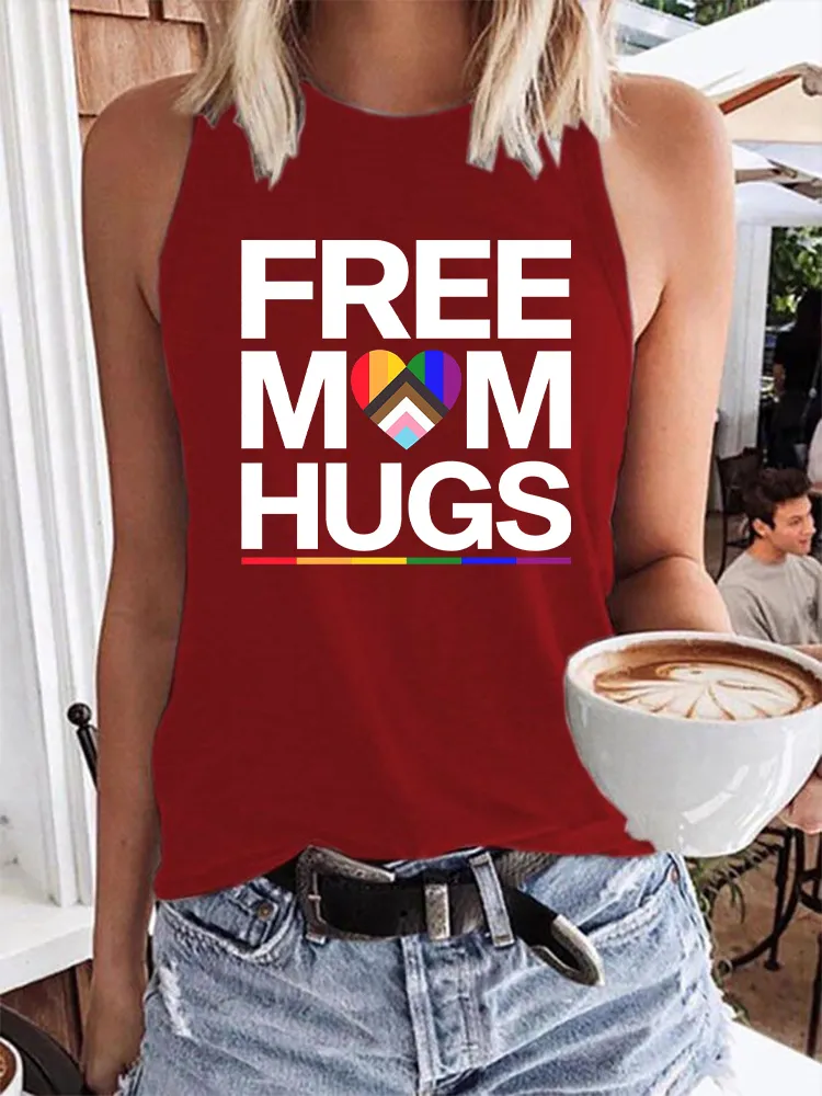 Women's Gay Day Free Mom Hugs Crew Neck Vest