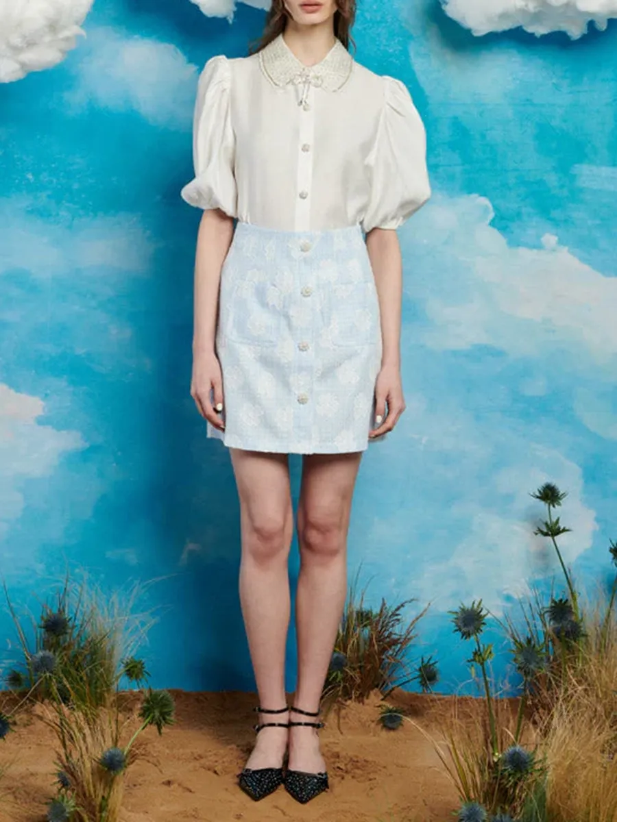 Casual Style Tweed Mini Skirt