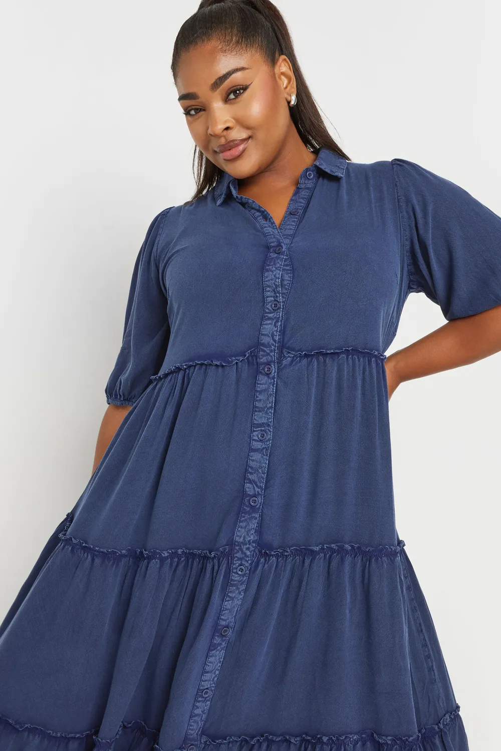 YOURS Curve Charcoal Grey Midi Shirt Dress