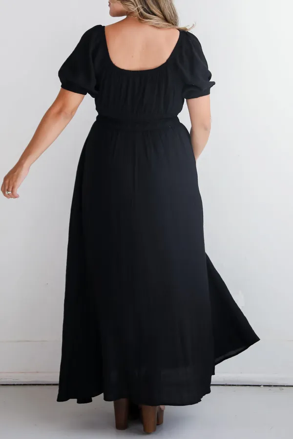 Instinctually Flirty Black Maxi Dress