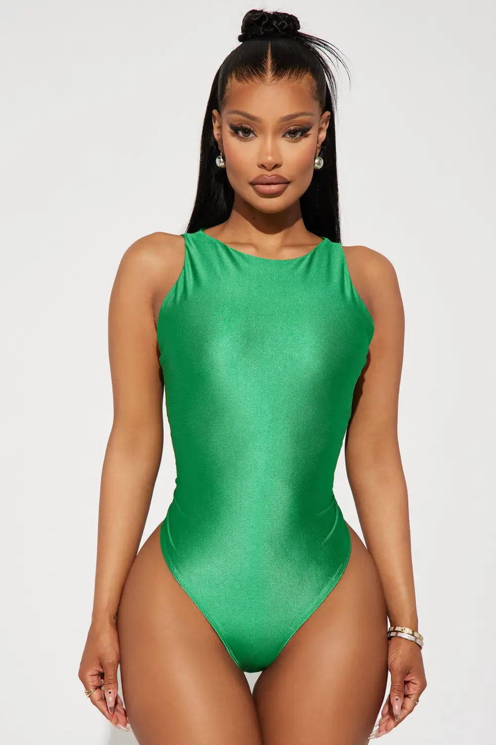 Holly Satin Bodysuit - Green