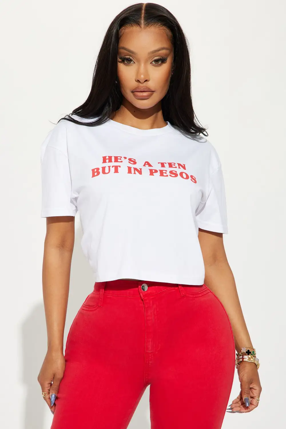 He's A Ten But In Pesos Tee - White