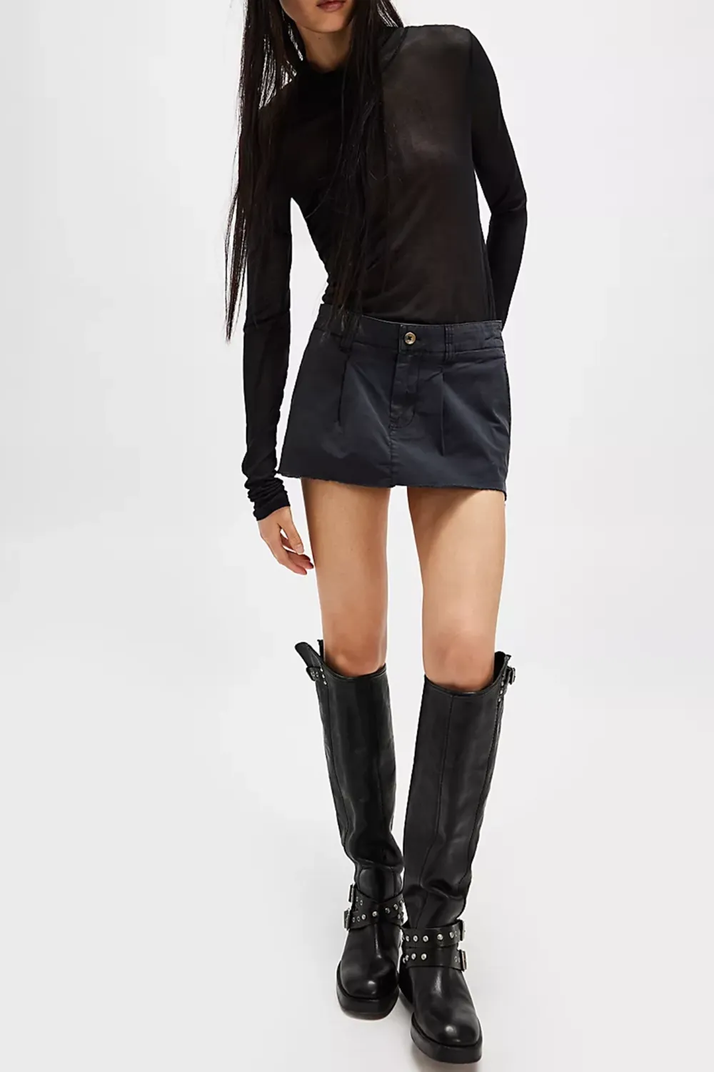 Denim Mini Skirt with Cargo Pockets