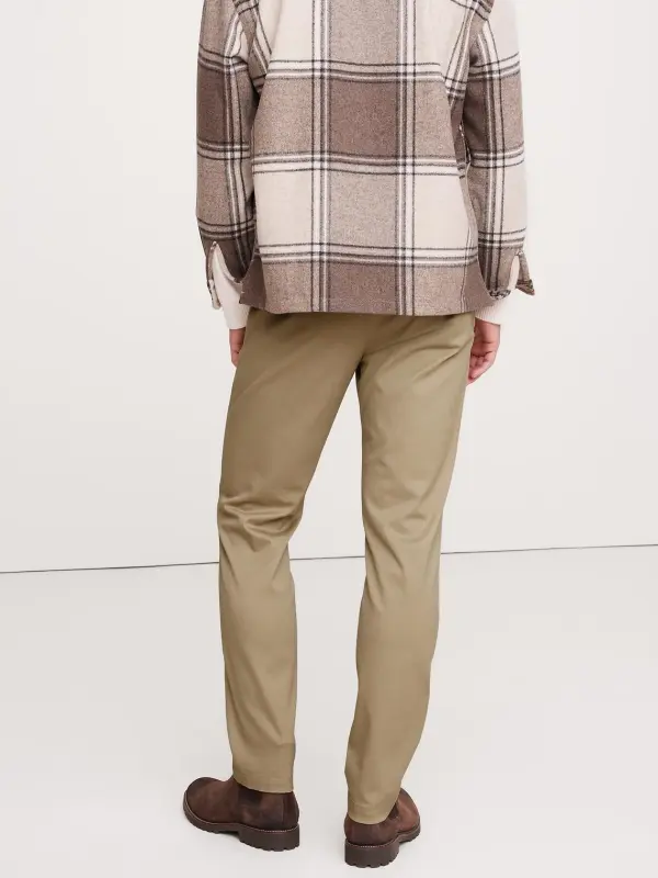 Men's Khaki Beige  Slim Fit Cotton Trousers