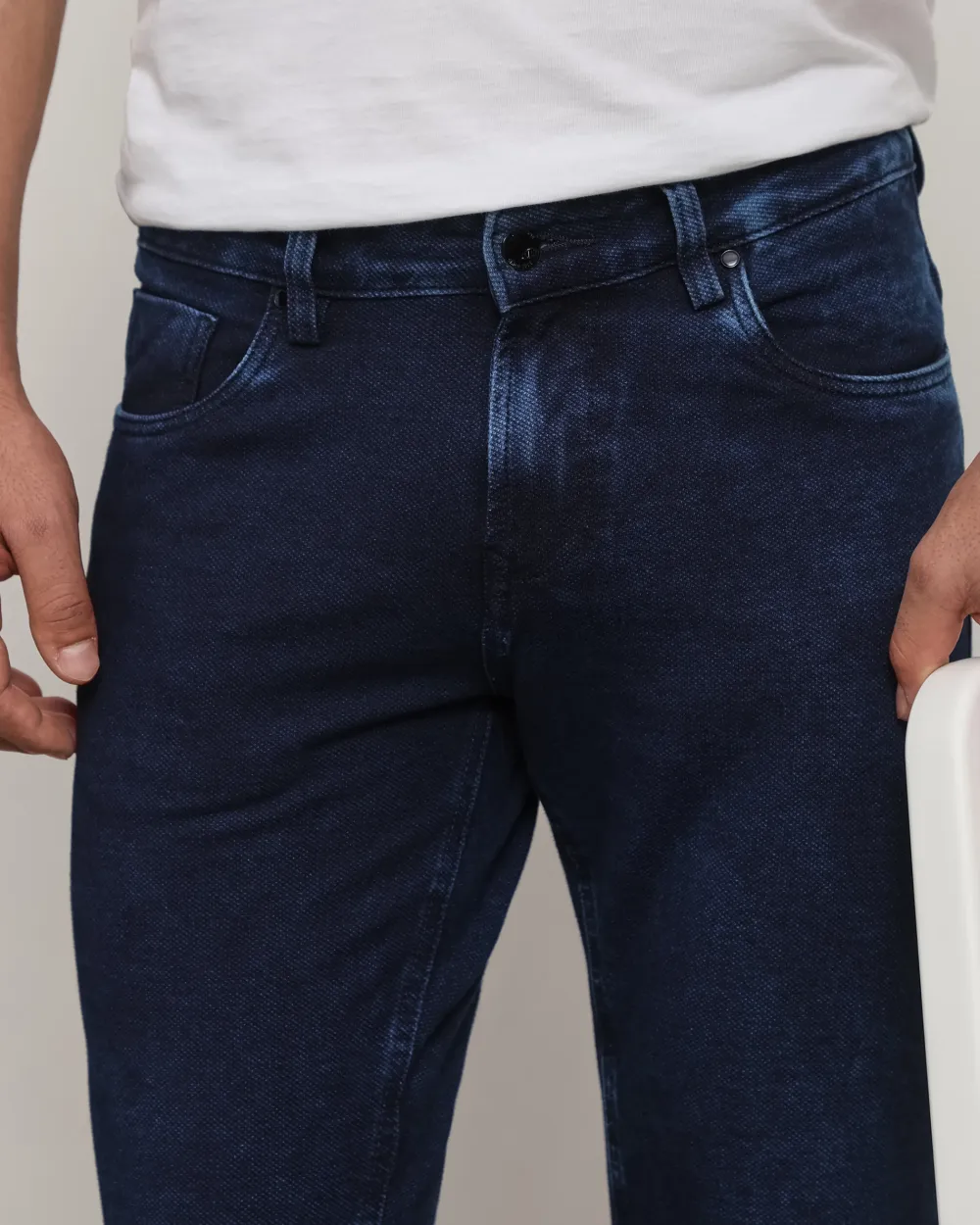 Classic Versatile And Comfortable Straight Dark Indigo Blue Jeans