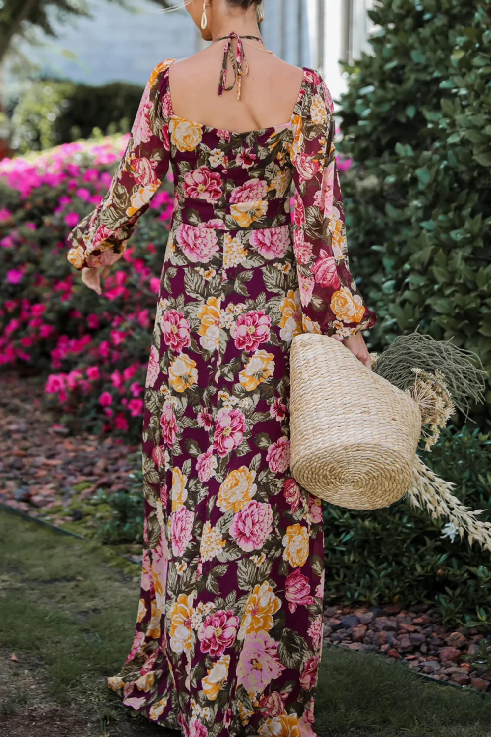 Breathtaking View Plum Floral Maxi Dress