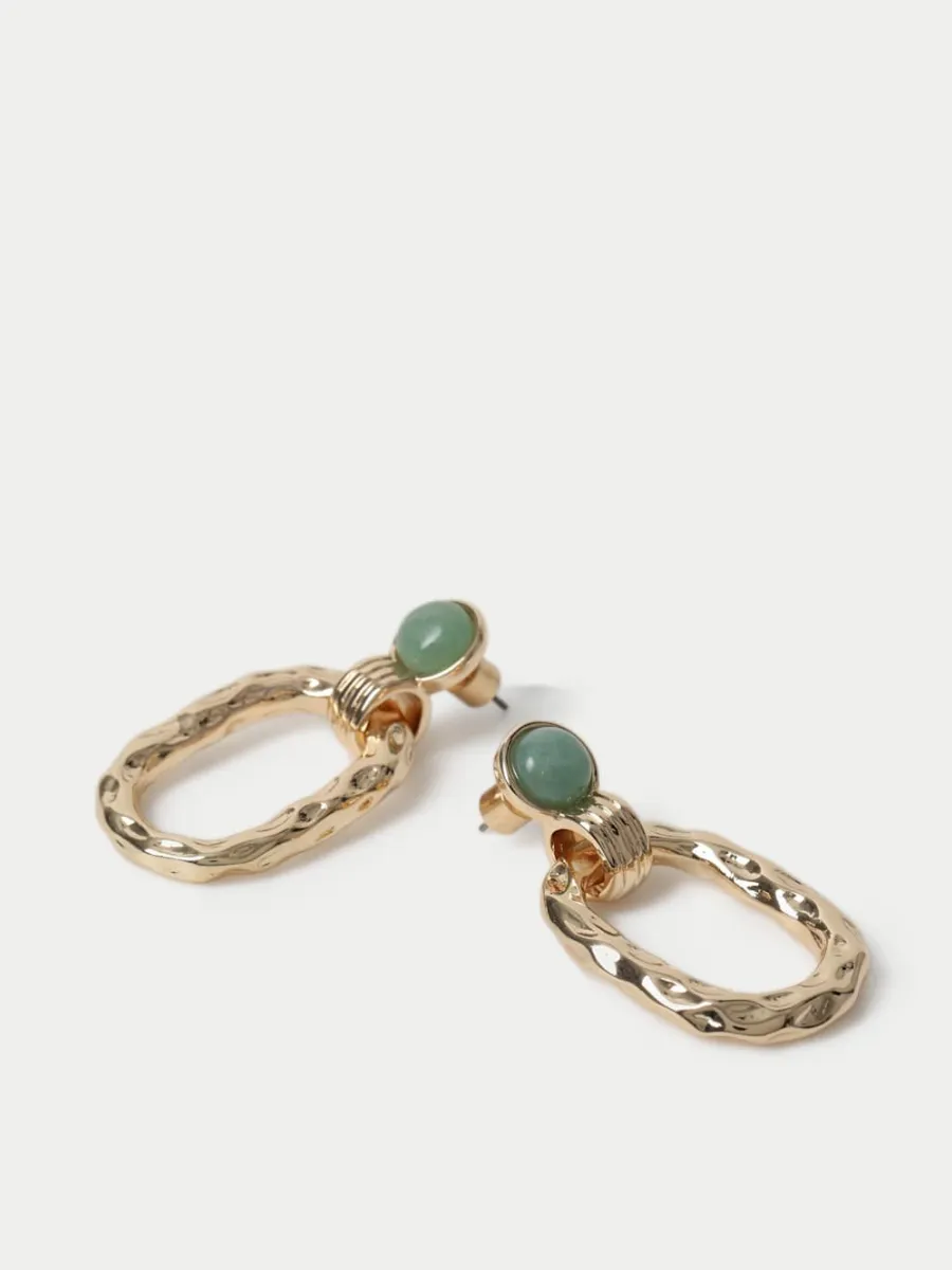 Green Stone Oval Earrings