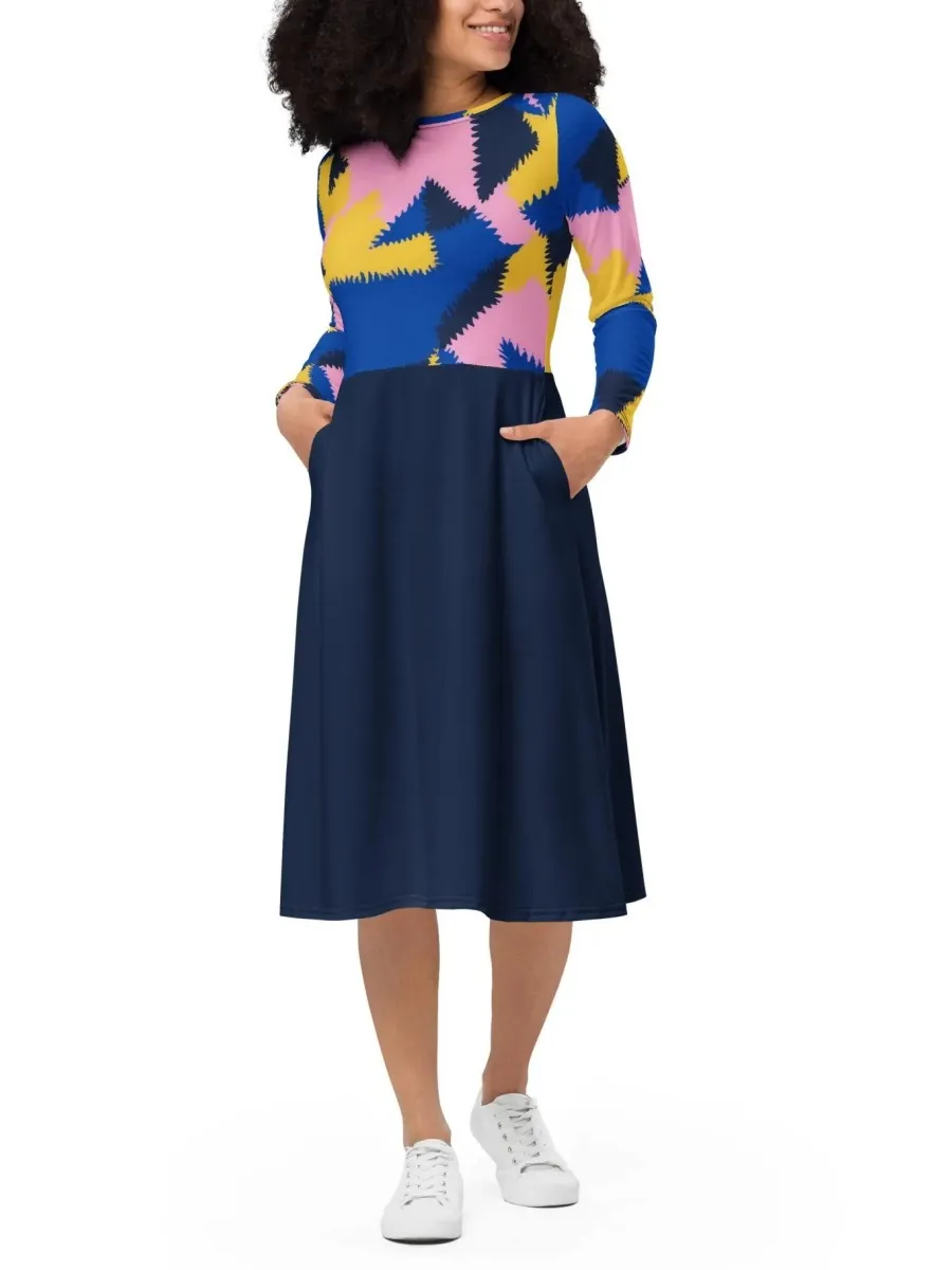 Colorful Jagged Midi Dress