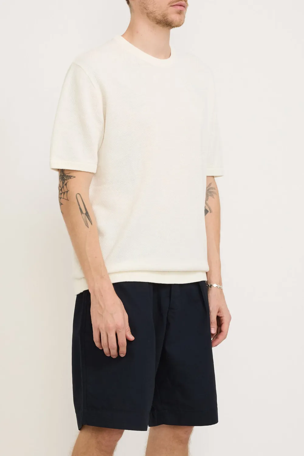 Pique Short Sleeve Knit Cream