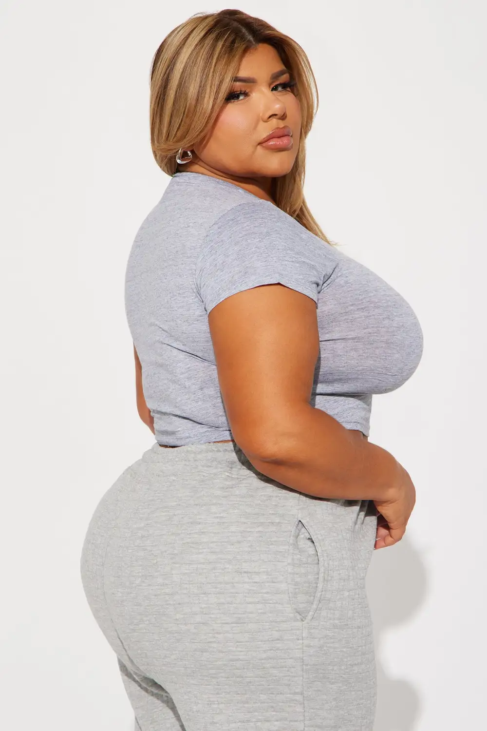 Judia Crew Neck Top - Heather Grey