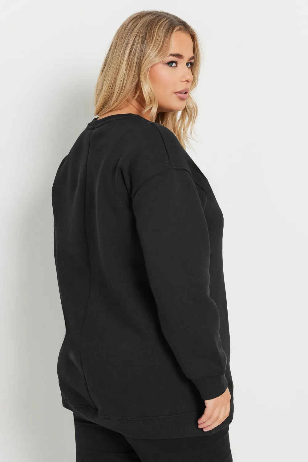 YOURS Curve Black 'Let It Snow' Reindeer Print Sweatshirt