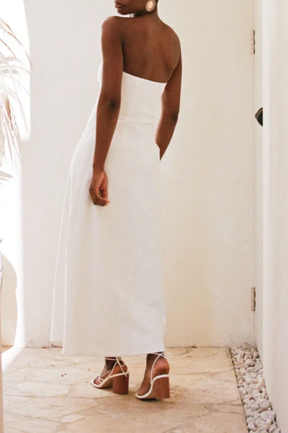 Strapless Wrap Style Midi Dress