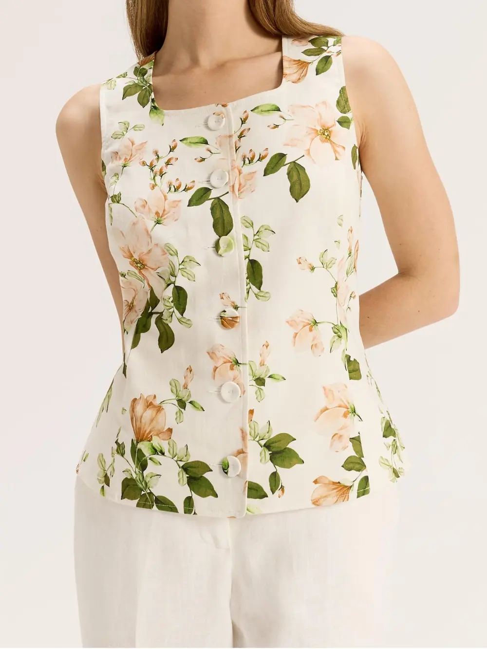 Plants Printed Square Neck Tank Top