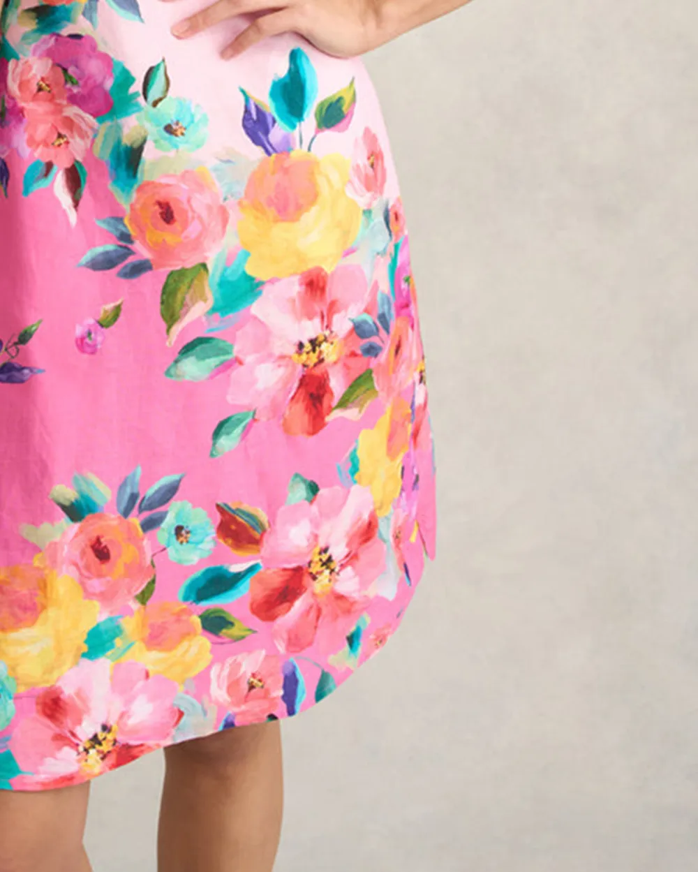 Short Sleeve Floral Print Shift Mini Dress