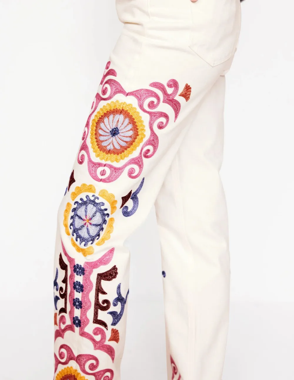 High Rise Embroidered Jeans