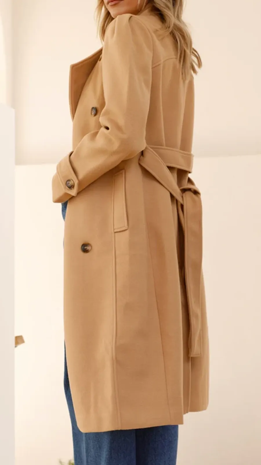 Elongated Button-Down Wool Jacket