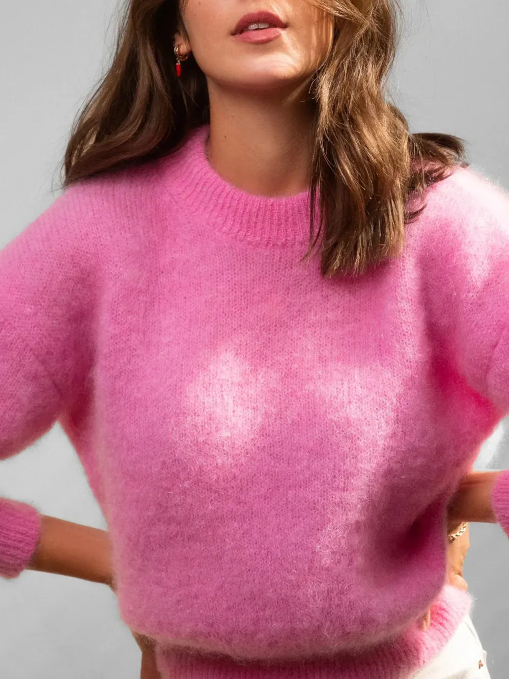 Casual Style Sweater Rose Pink