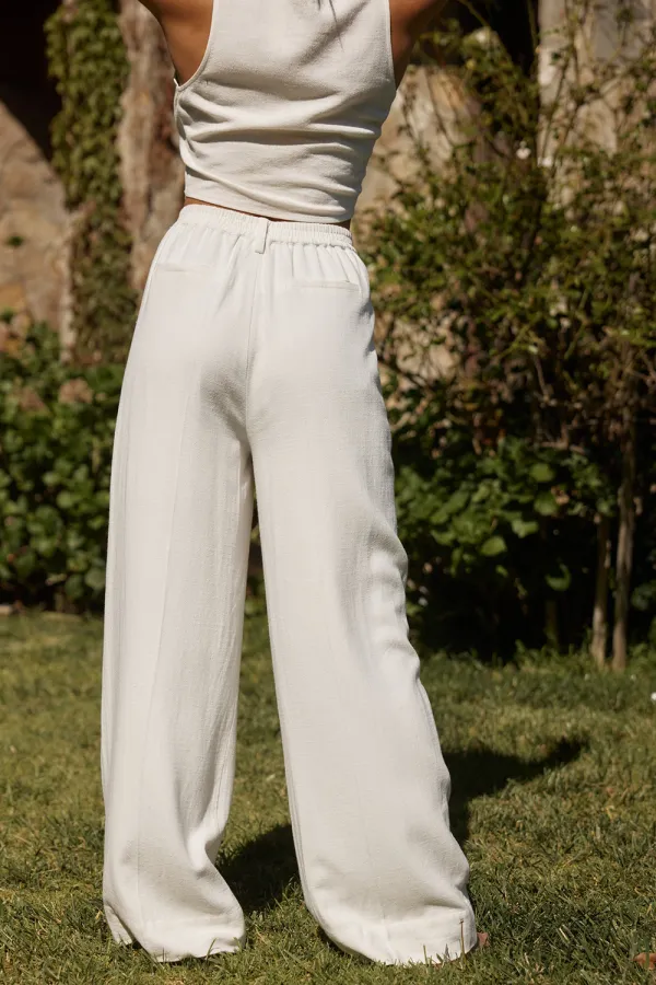 Leisure White Linen Trouser