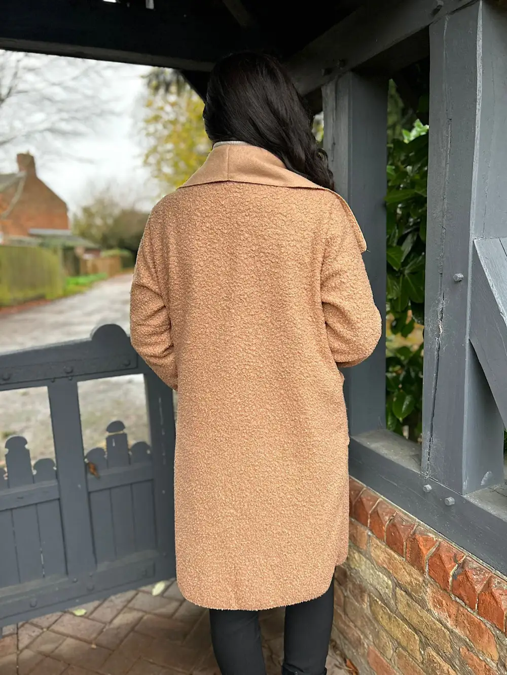 Camel Waterfall Boucle Coat Esther