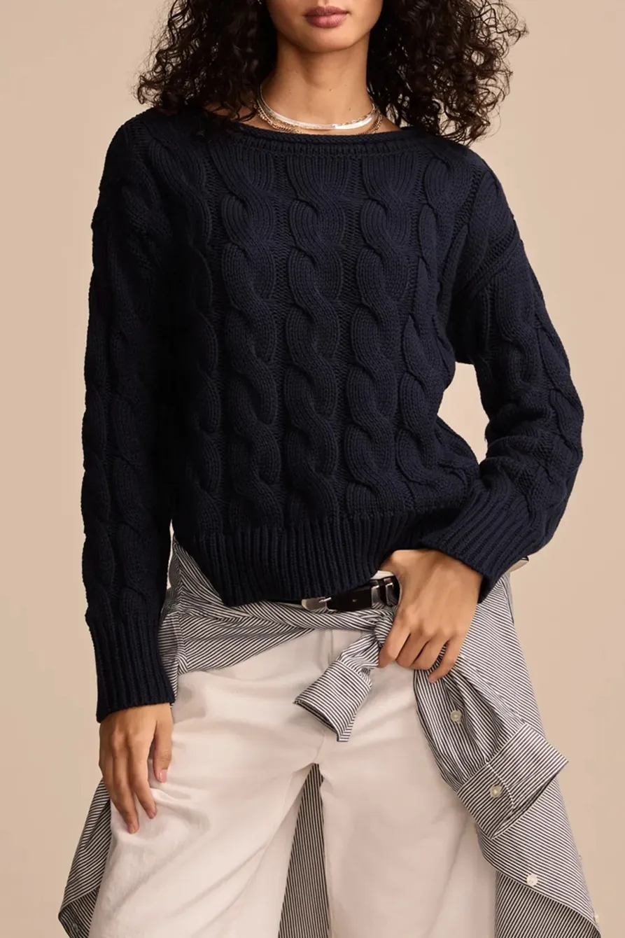 Cadet Navy Cable Sweater Pullover
