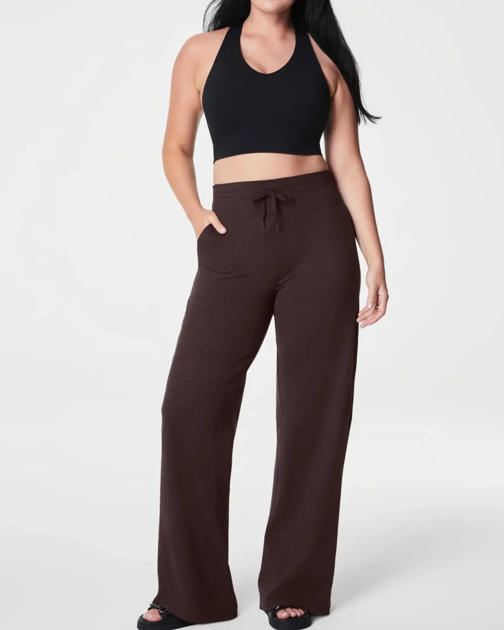 High-Rise Plain Wide Leg Pant