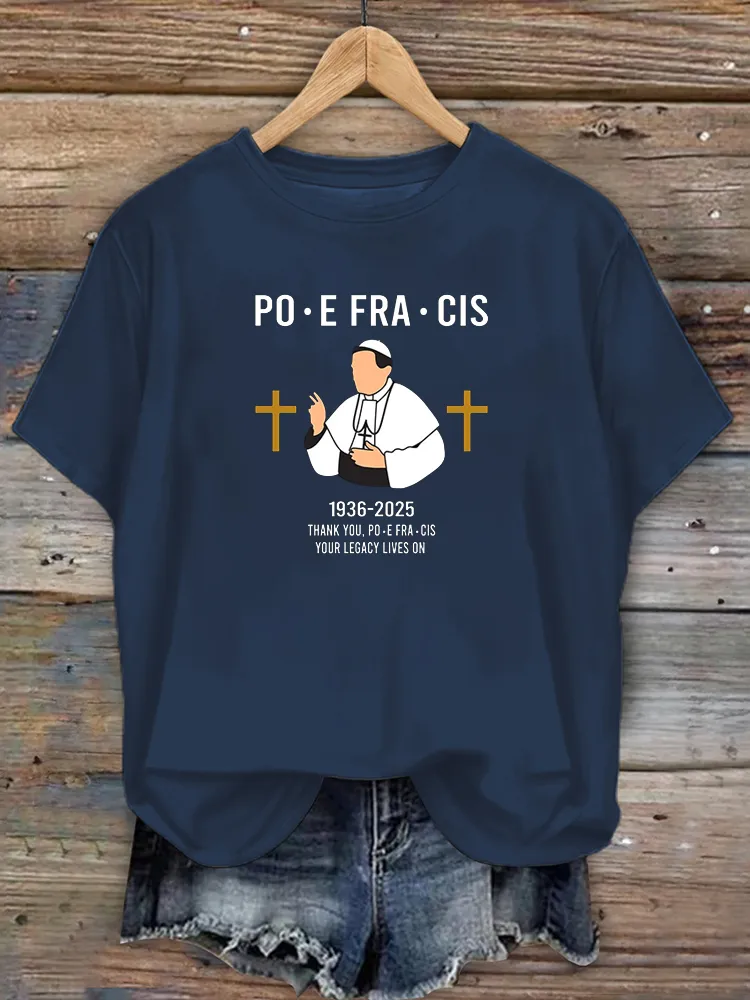 Women's 1936-2025 Thank You PF Your Legacy Lives On Print Short Sleeve Round Neck Cotton T-Shirt