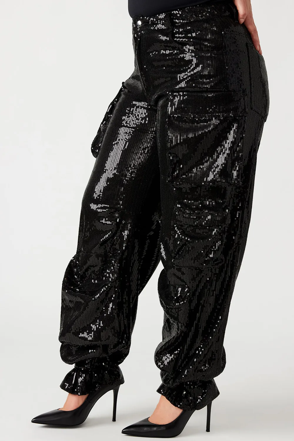 COTTON SEQUIN PANT BLACK