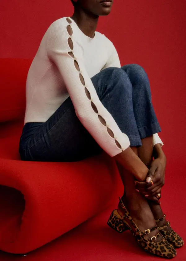 Long Sleeve Crew Neck Wool And Cotton Knit Bodysuit