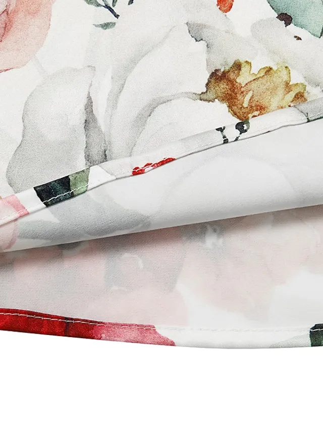 Women's Casual Dress Summer Dress Print Dress Floral Lace Print Crew Neck Lace Sleeve Midi Dress Fashion Elegant Outdoor Daily Short Sleeve Loose Fit White Summer Spring S M L XL XXL