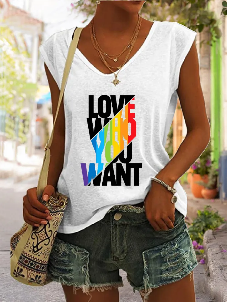 Women's Gay Day Love Who You Want V-neck Vest